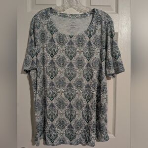 J. Jill XL Pima Slub Scoop Neck Side Slit Tee 100% Pima Cotton